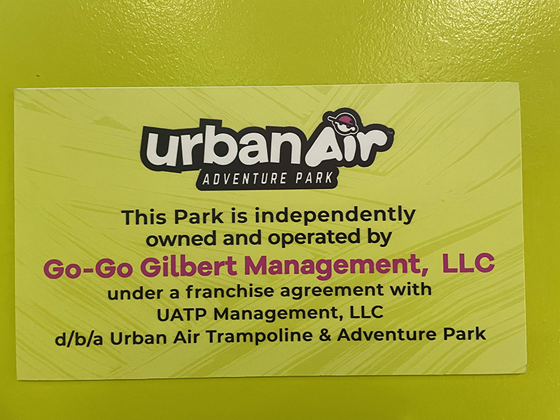 Urban Air Interior Information Sign